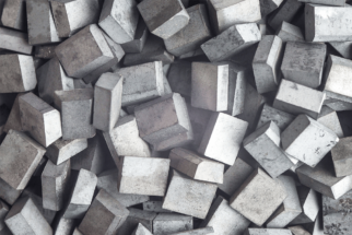 Pile of tungsten metal blocks