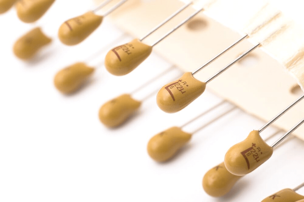 a line of tantalum capacitors